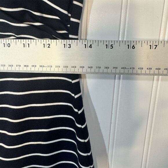 Miss Sixty Navy White Striped Dress Sz 6 Mod Retro Bodycon Mini ZipBack Nautical - Picture 3 of 6